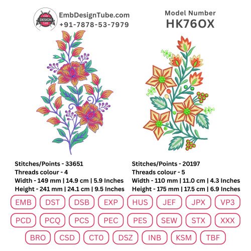 Compact Floral Bunch Embroidery Design for Usha Janome 450e/550e