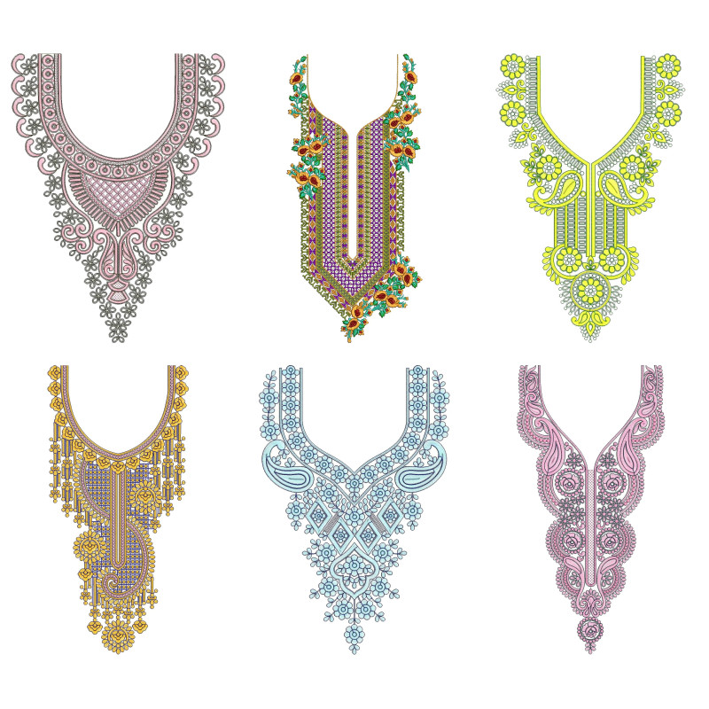 50 Neck Embroidery Designs |  Bulk Download