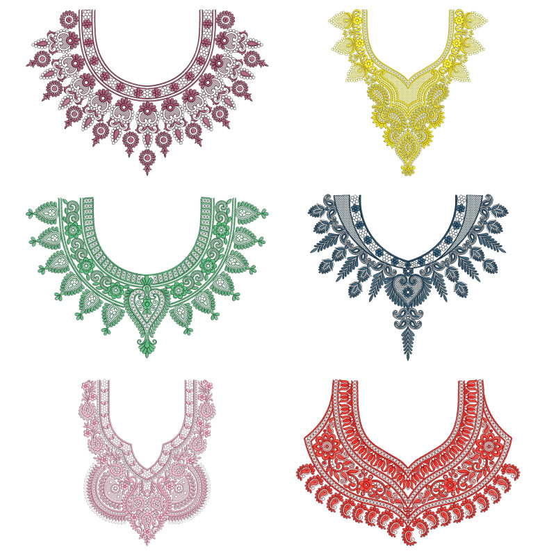 50 Neck Embroidery Designs |  Bulk Download