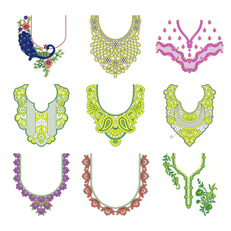 50 Neck Embroidery Designs | August 2020 Bulk Download
