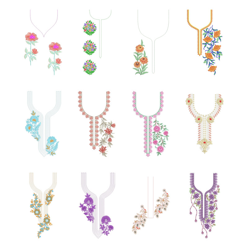 50 Neck Embroidery Designs |  Bulk Download