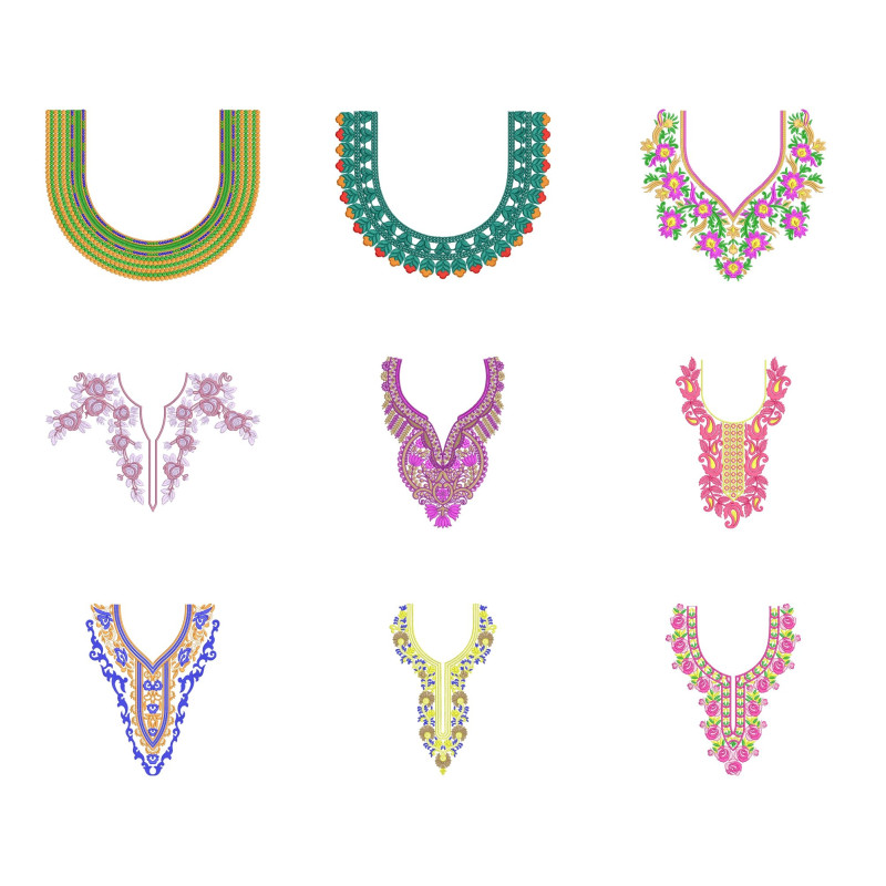 50 Neck Embroidery Designs |  Bulk Download