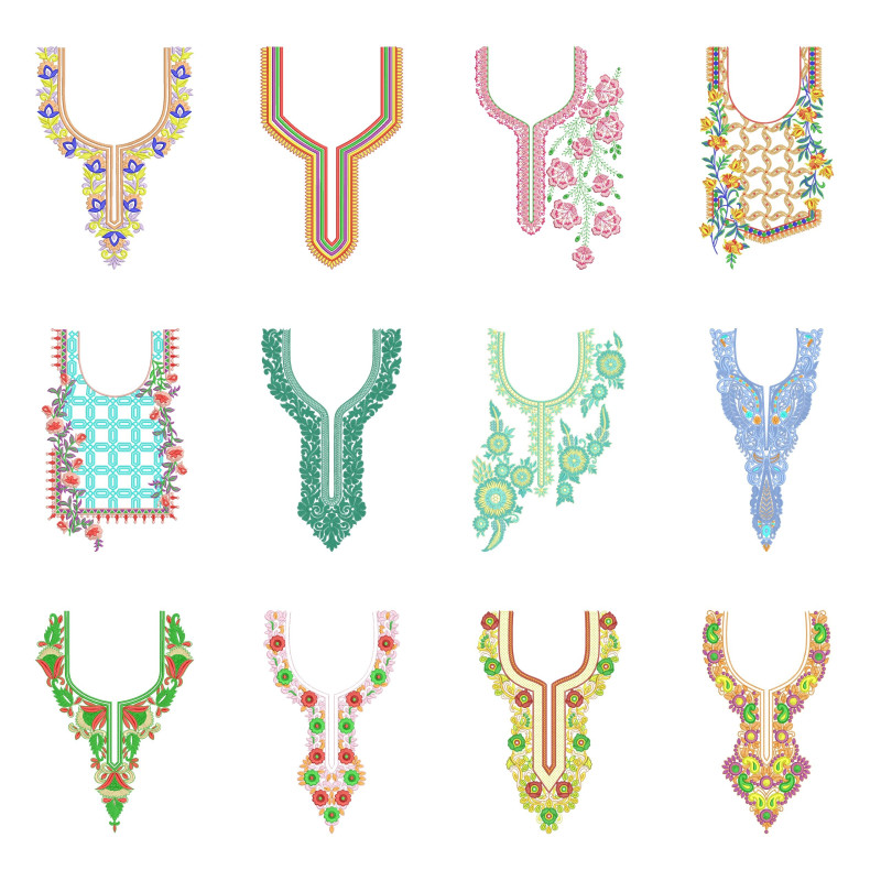 50 Neck Embroidery Designs |  Bulk Download