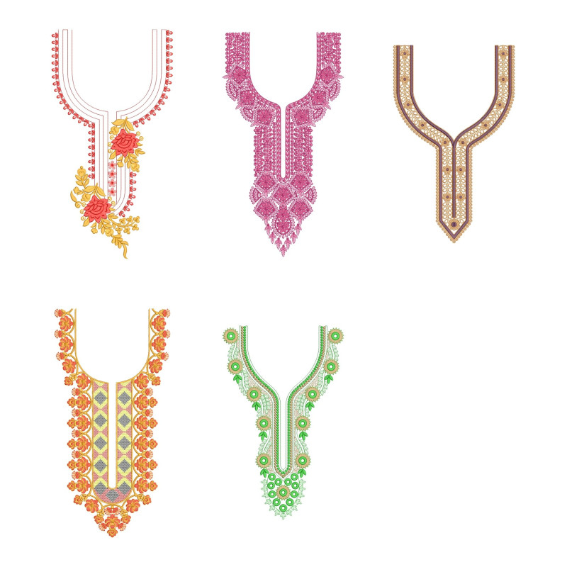 50 Neck Embroidery Designs |  Bulk Download
