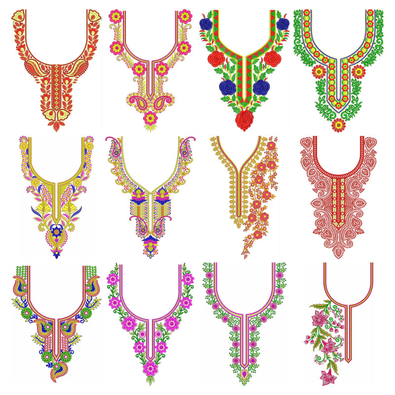 50 Neck Embroidery Designs | March 2020 Bulk Download