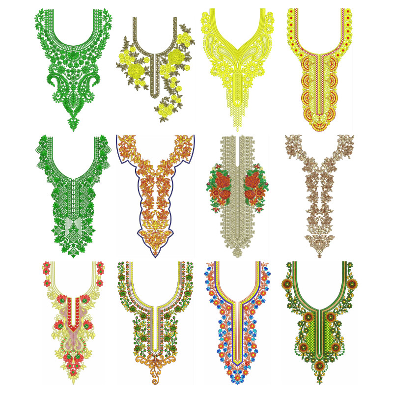 50 Neck Embroidery Designs | March 2020 Bulk Download