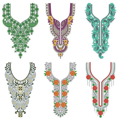 50 Neck Embroidery Designs | Bulk Download