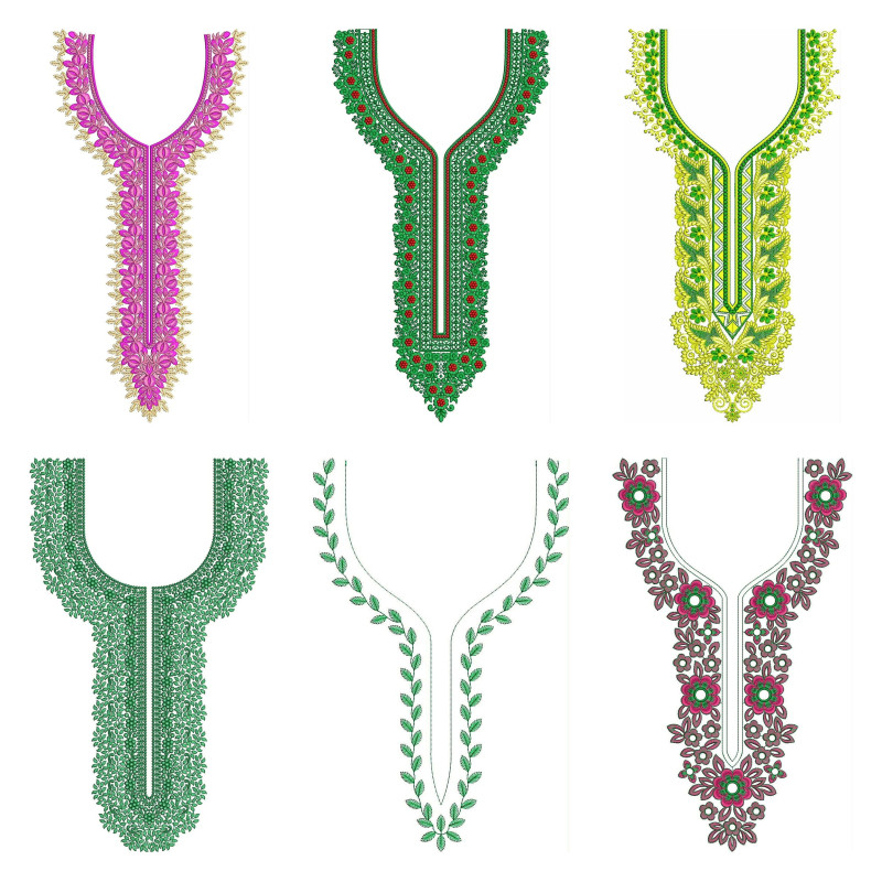 50 Neck Embroidery Designs |  Bulk Download