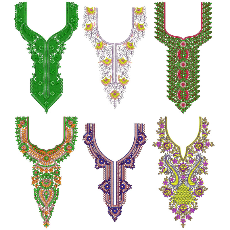 50 Neck Embroidery Designs | Bulk Download