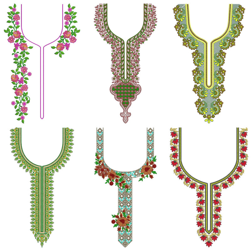 50 Neck Embroidery Designs | Bulk Download