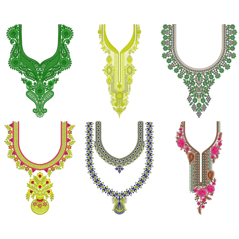 50 Neck Embroidery Designs | Bulk Download