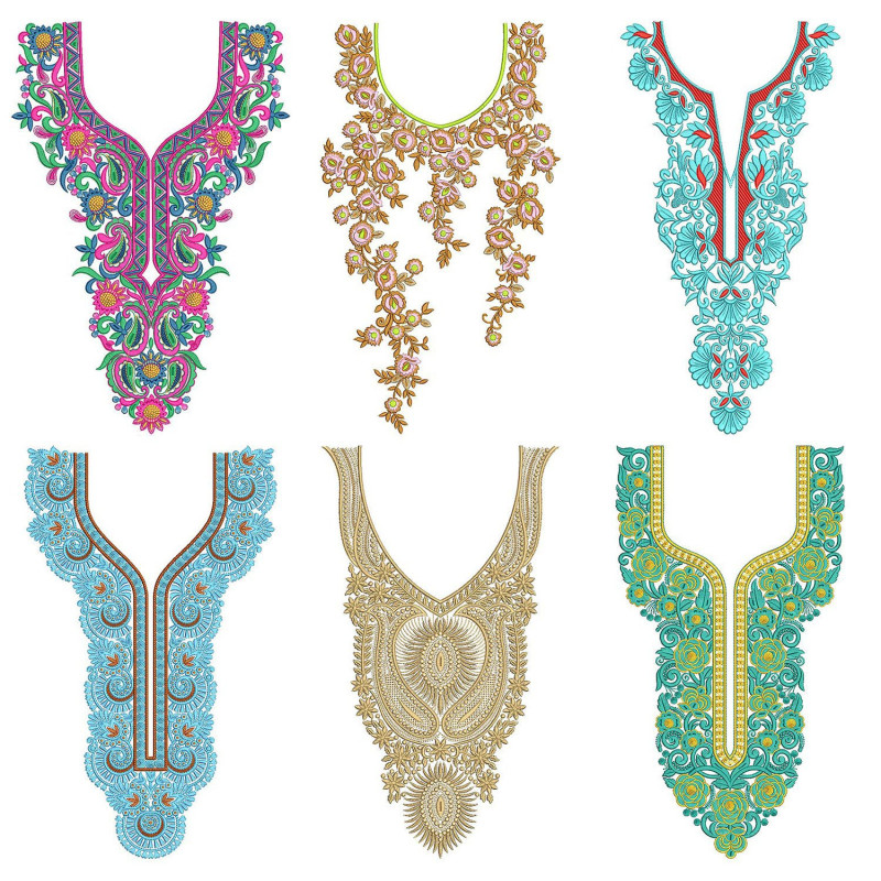 50 Neck Embroidery Designs | Bulk Download