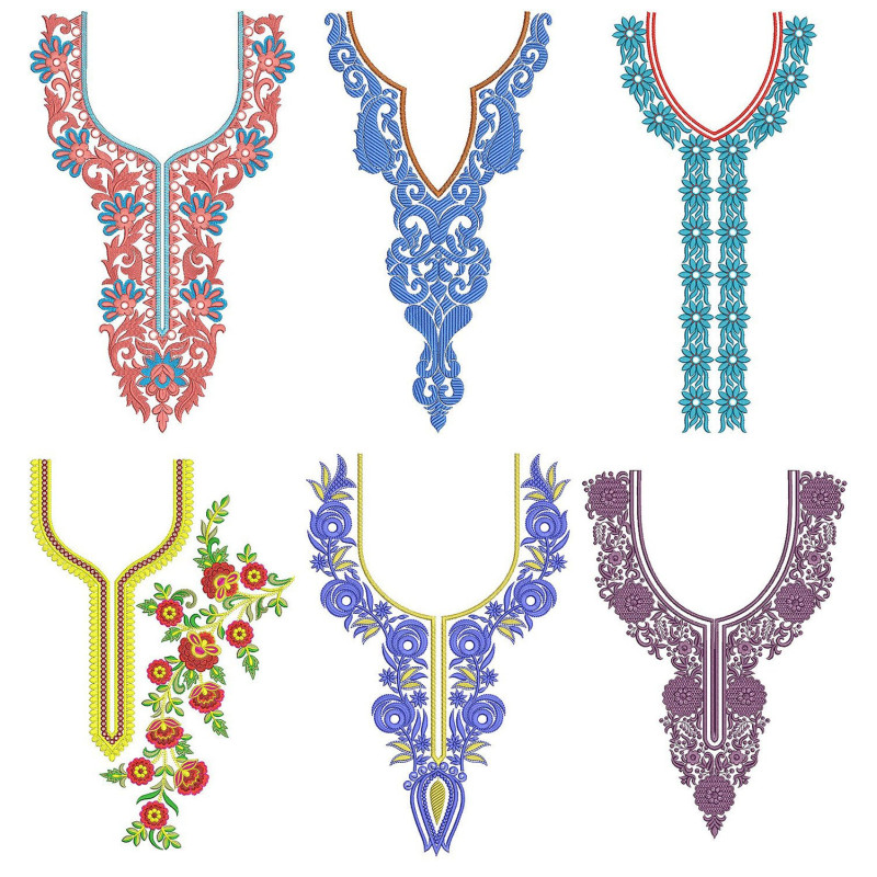50 Neck Embroidery Designs | Bulk Download
