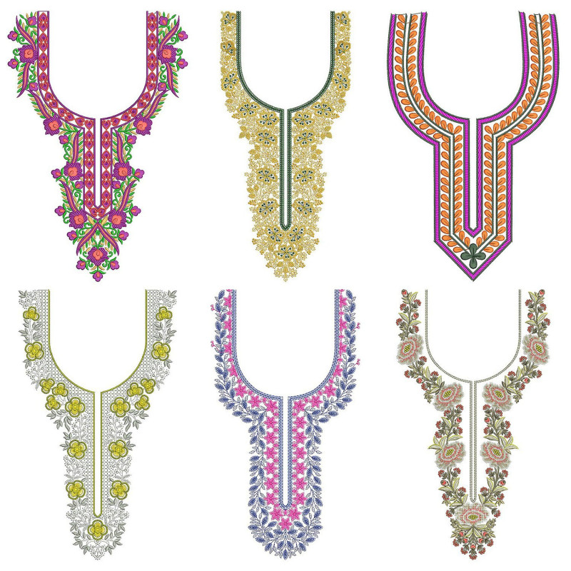 50 Neck Embroidery Designs | Bulk Download