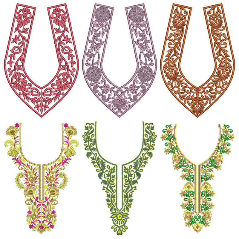 50 Neck Embroidery Designs | Bulk Download
