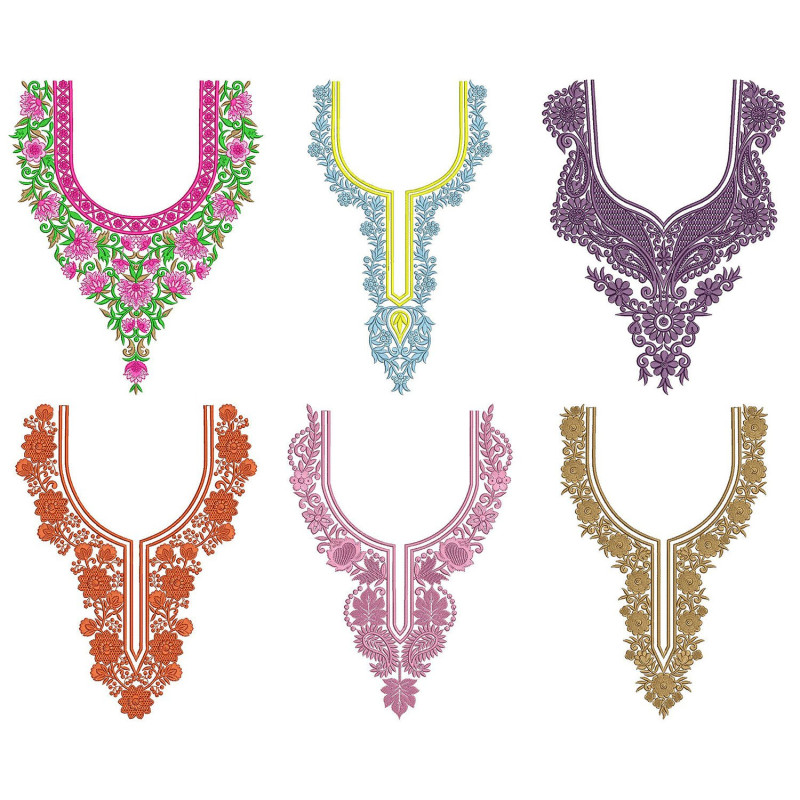 50 Neck Embroidery Designs | Bulk Download
