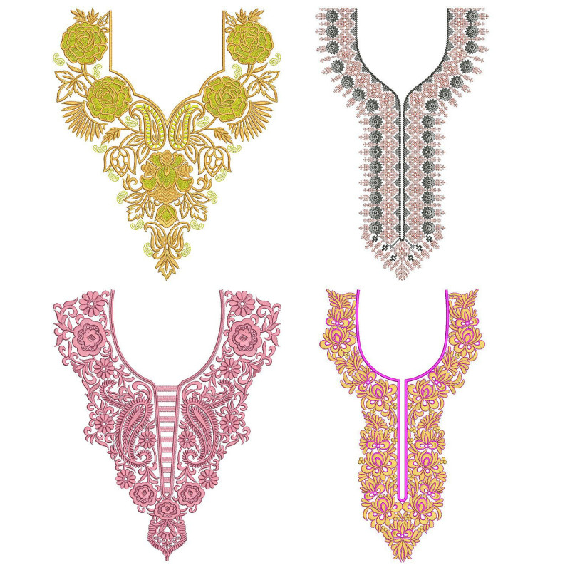 50 Neck Embroidery Designs | Bulk Download