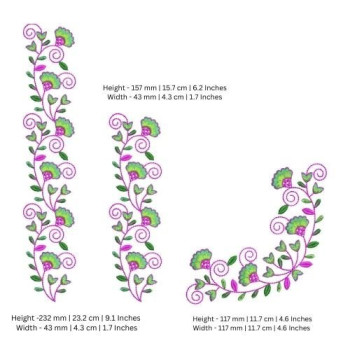 Floral Scroll Border and Corner Embroidery Design