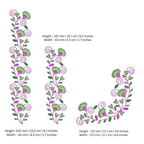 Floral Scroll Border and Corner Embroidery Design