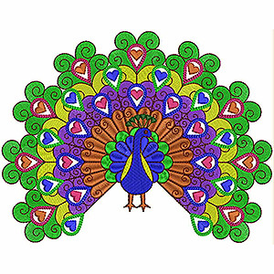 Majestic Peacock Machine Embroidery Design - Vibrant Feather Detail