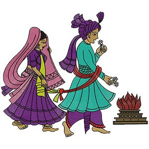 Dulha Dulhan Indian Wedding Embroidery Design 16376