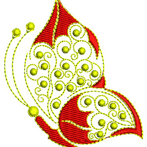 Red Butterfly Wall Art Embroidery Design