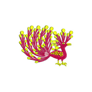 Stylized Peacock Folk Art Embroidery