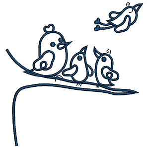 Rollers Blue Birds Wall Art Embroidery Design