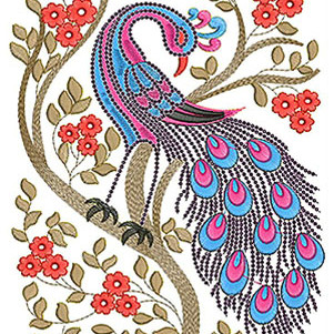 Wall Art Peacock Embroidery Design