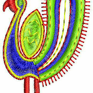 Vibrant Folk Art Peacock Embroidery