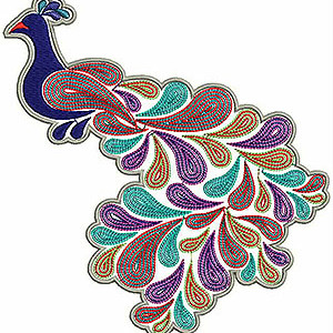 Paisley Feather Peacock Machine Embroidery