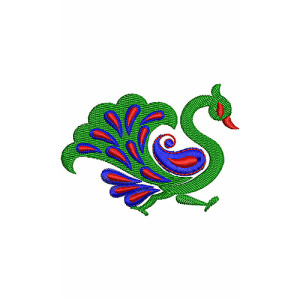 Stylized Paisley Peacock Embroidery Design