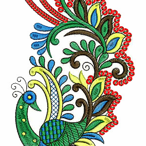 Colorful Folk Art Peacock Design