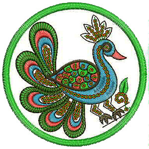 Traditional Folk Art Peacock Embroidery