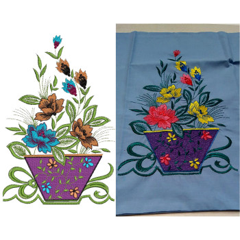 Flower Bucket Embroidery Design