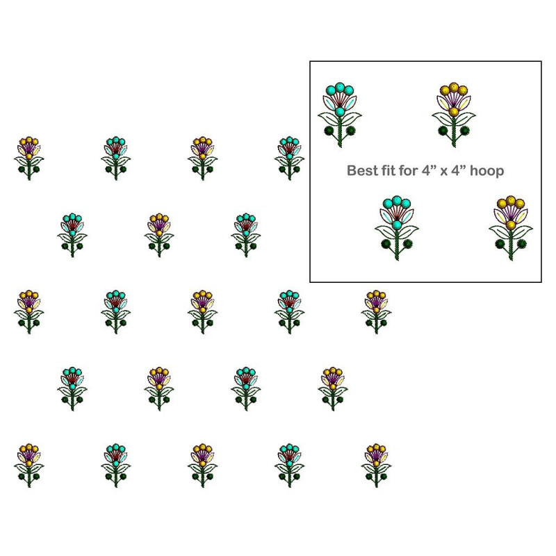 Floral All Over Embroidery Design
