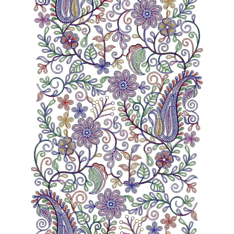 Paisley Kashmiri Style Shawl Embroidery Design 25081