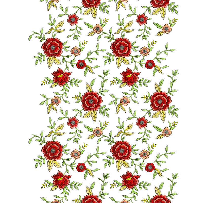 Peony Flower Wedding Gown Embroidery Deisgn 24985