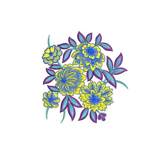 Large Vibrant Botanical Embroidery Design (2 Colors, 18cm x 16.7cm)