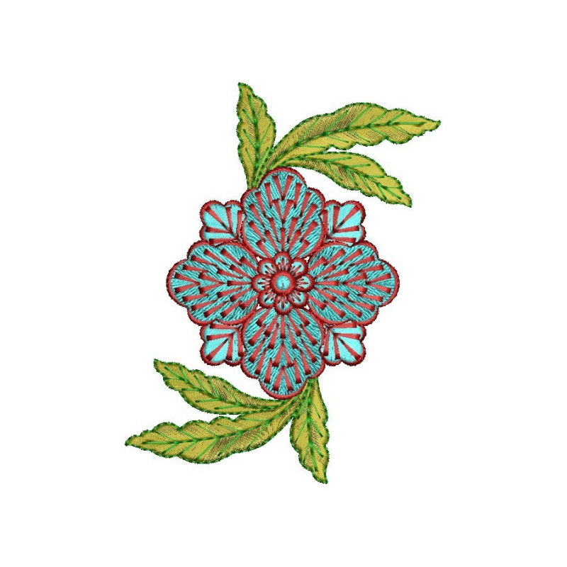 Vibrant Indian Floral Applique Embroidery Design