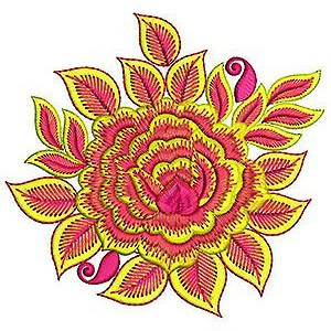Light Dark Thread Rose Floral Embroidery Design