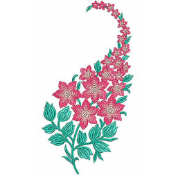 Tee Front Back Blooming Flower Embroidery