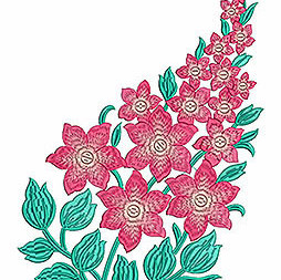 Tee Front Back Blooming Flower Embroidery