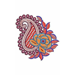 Paisley With Flower Embroidery Patch