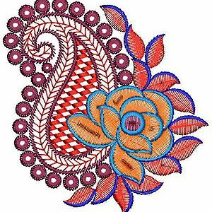 Paisley With Flower Embroidery Patch