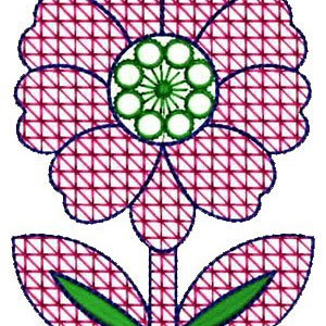 Checkered Stitch Flower Embroidery Design