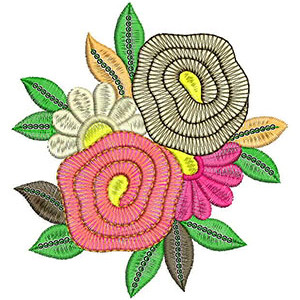 Bold Satin Floral Jalabiya Caftan Patch Design