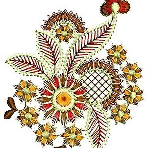 Half Flower Embroidery Design 16430