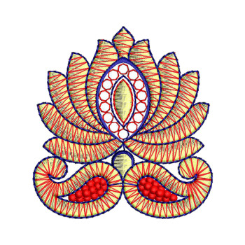 Simple Flower Lotus Corner Embroidery Design 17140