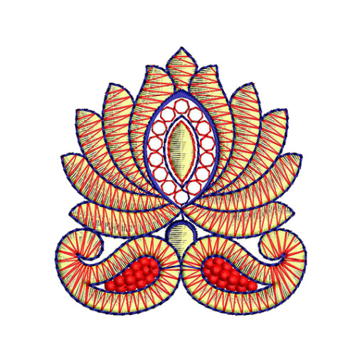 Simple Flower Lotus Corner Embroidery Design 17140